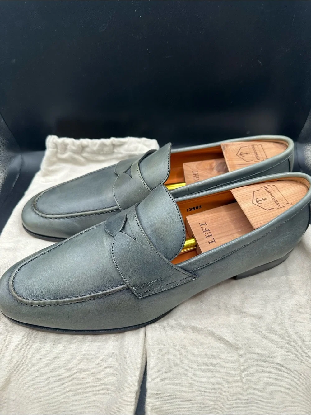 Santoni Penny Loafers Green Grey US11 UK10